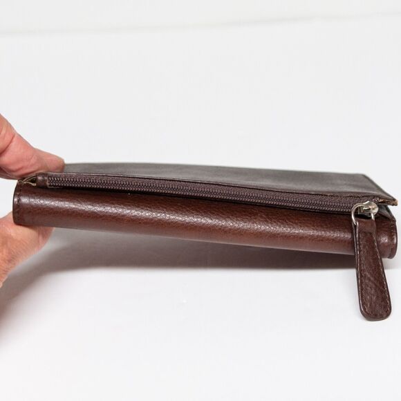 Large Trifold Cowhide Leather Wallet OSGOODE MARLEY Brown Expresso RDIF Lined - Picture 5 of 5